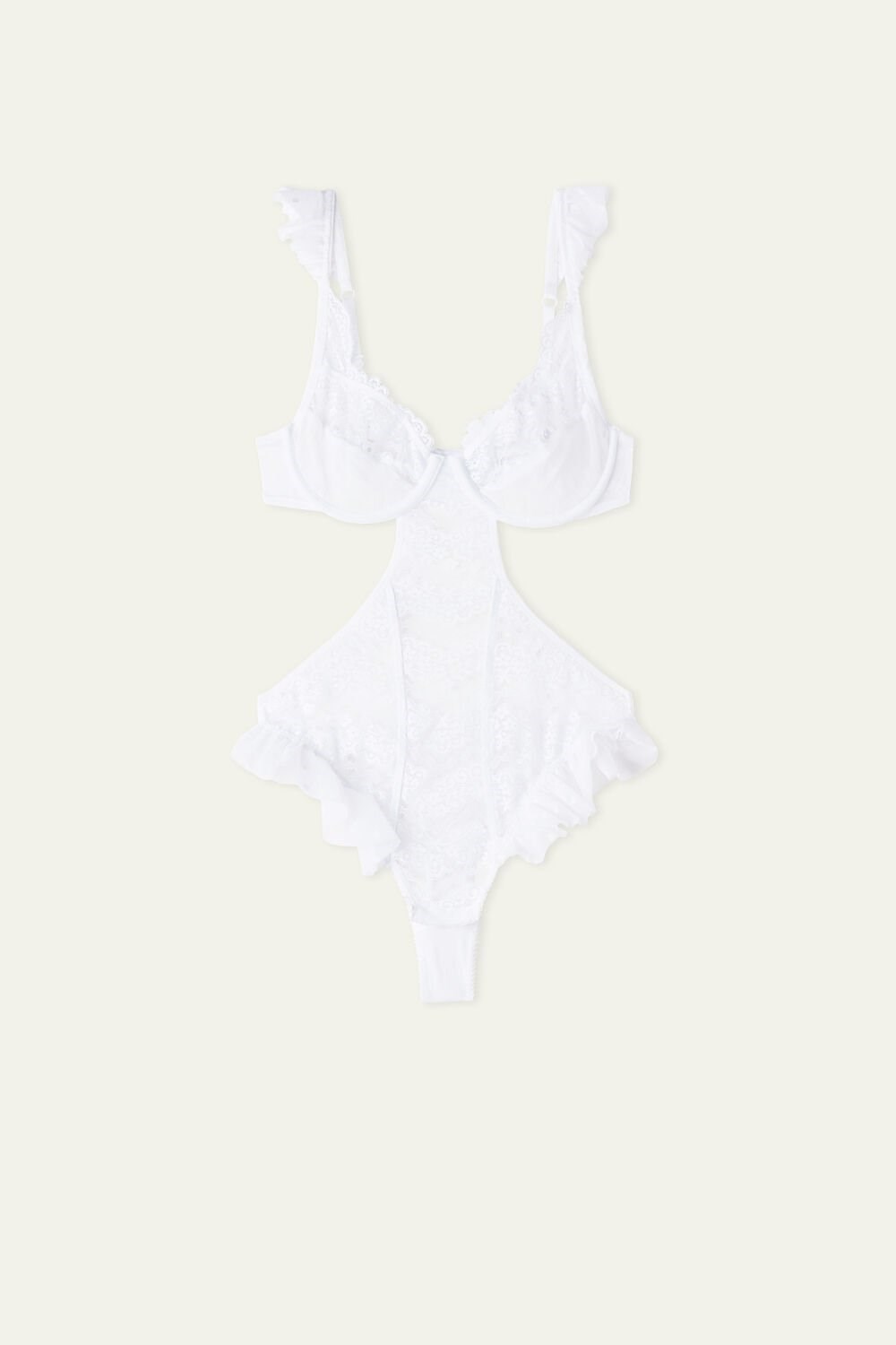 White White 001 Tezenis Marry Me Lace Balconette Bodysuit | 138647-XYW