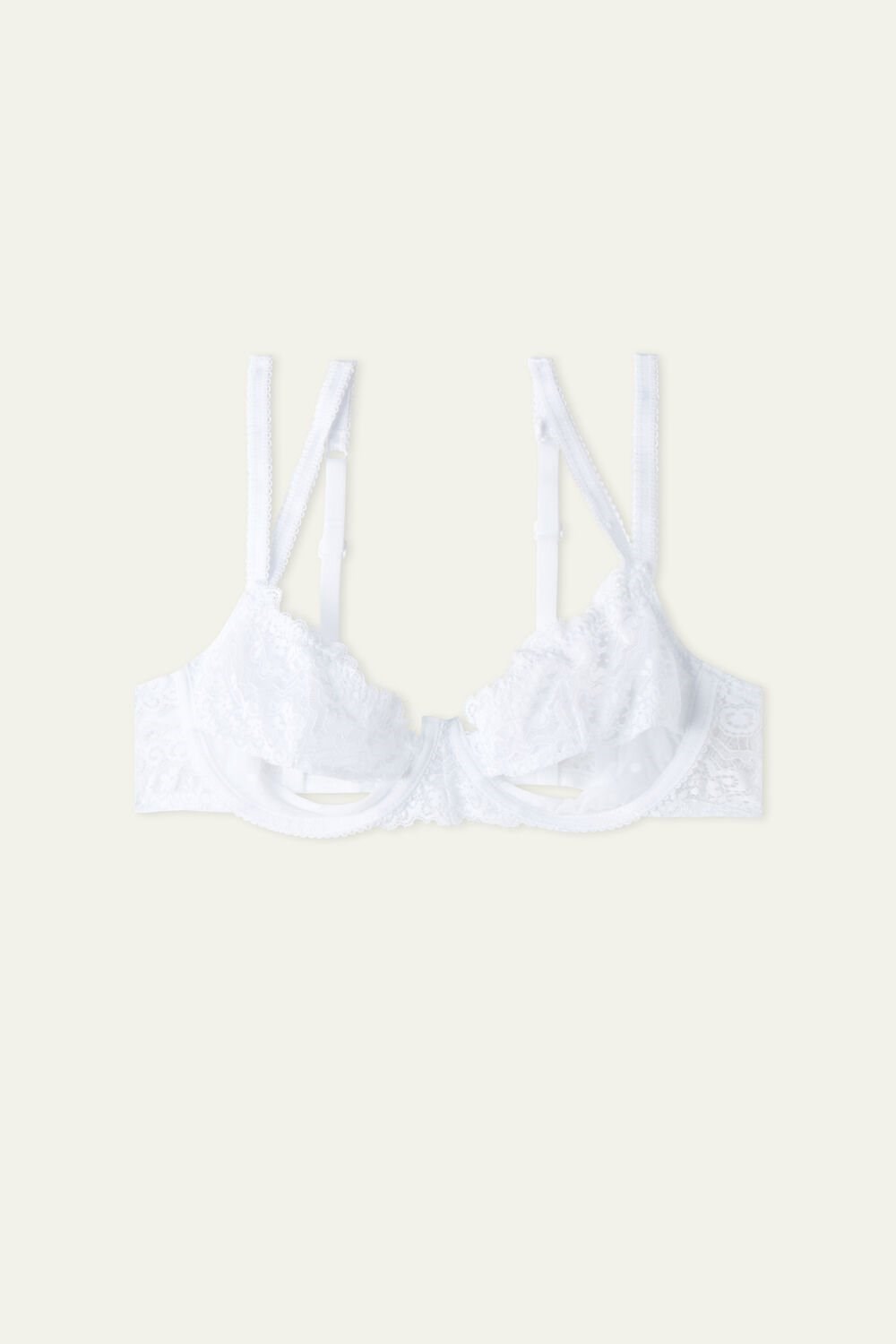 White White 001 Tezenis Marry Me Lace Demi-Cup Balconette Bra | 739046-CSP