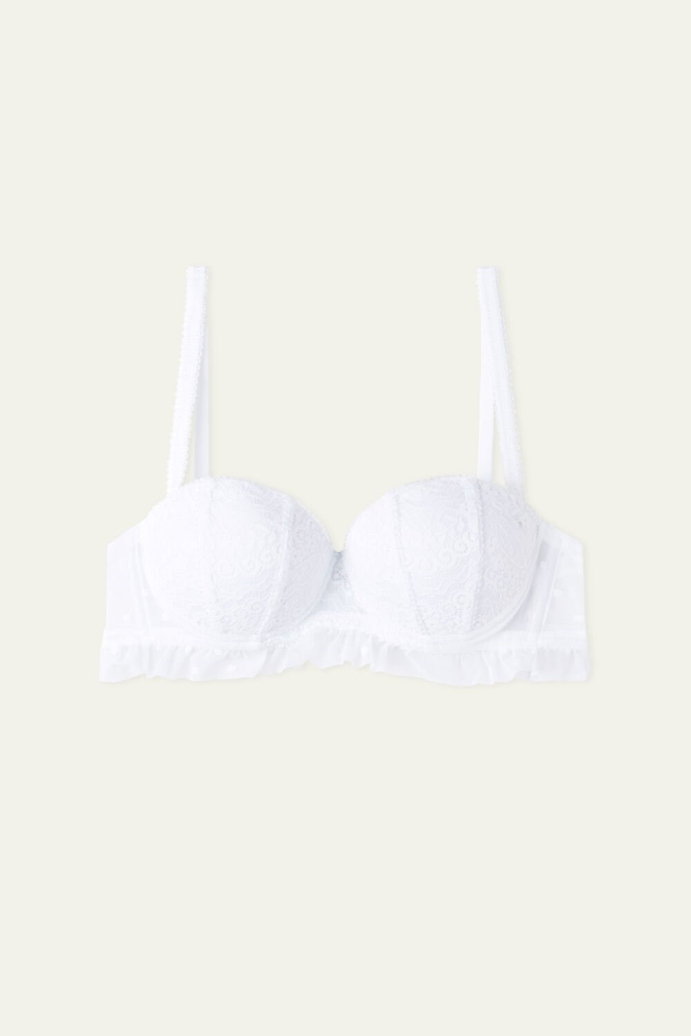 White White 001 Tezenis Marry Me Lace Madrid Ultra-Padded Bandeau Bra | 659184-LIU