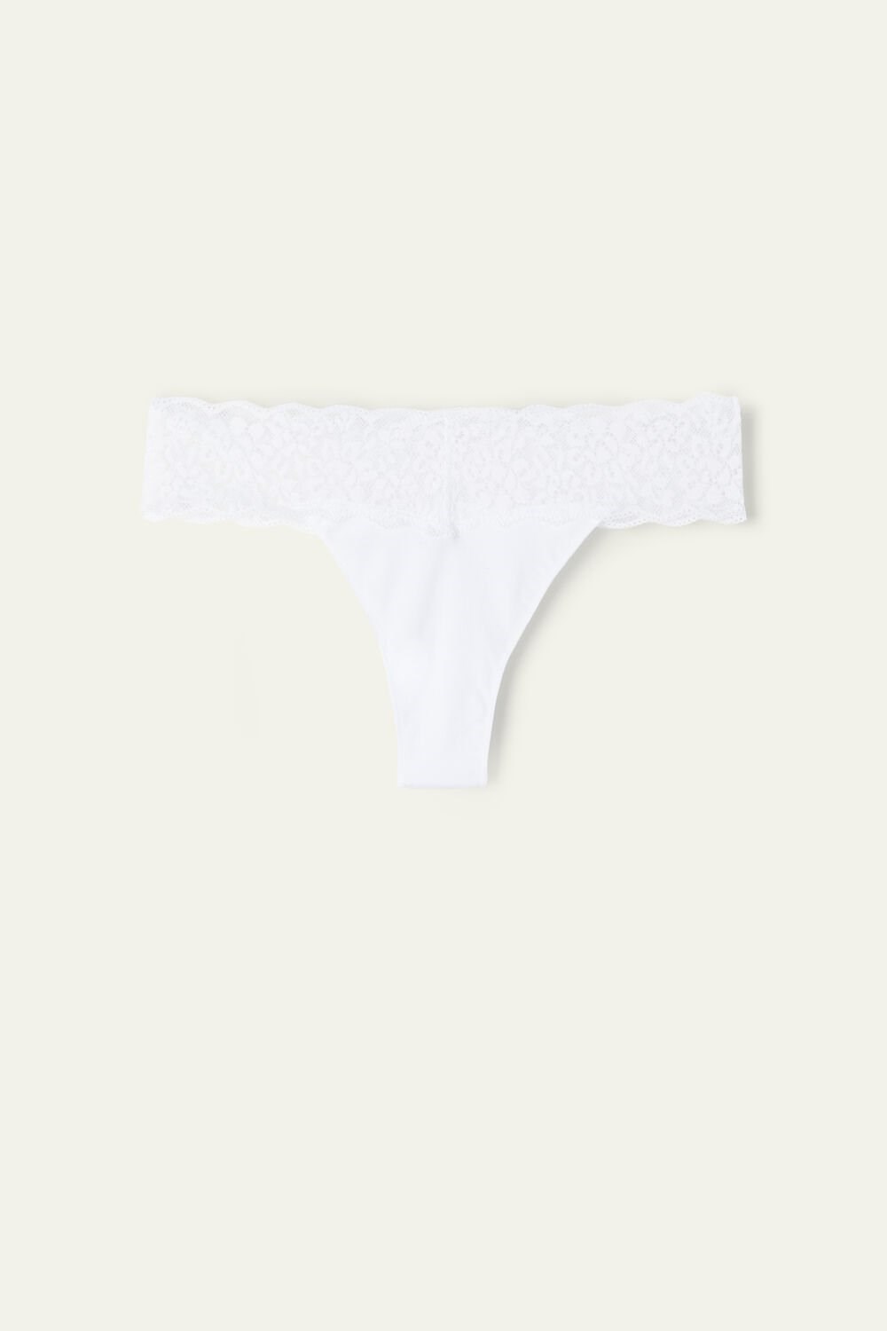 White White 001 Tezenis Recycled Cotton and Lace Brazilian Panties | 156279-HJU