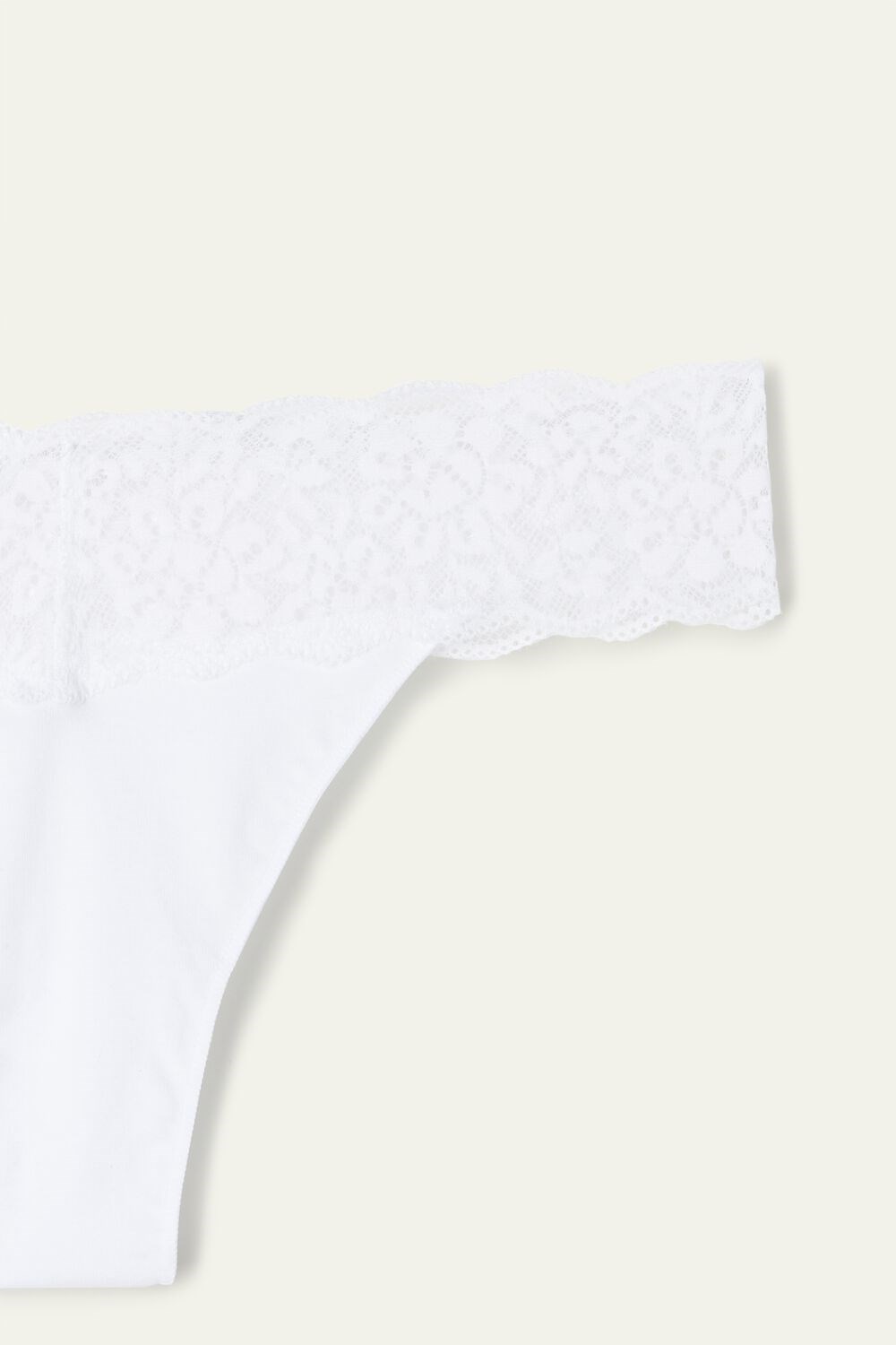 White White 001 Tezenis Recycled Cotton and Lace Brazilian Panties | 156279-HJU