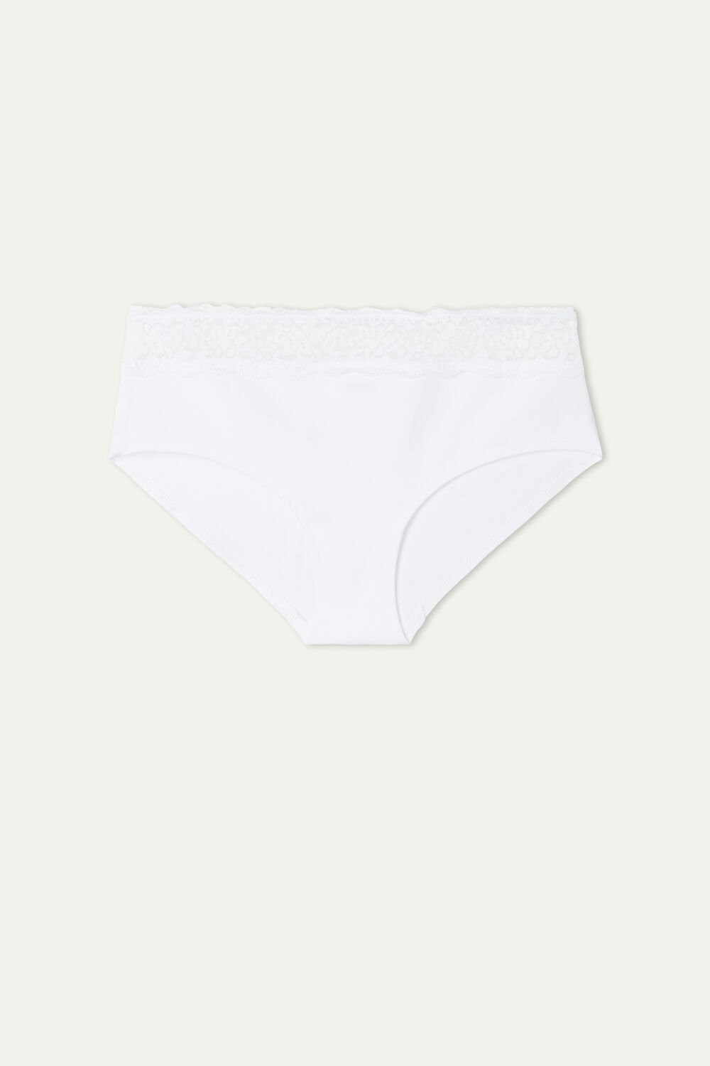 White White 001 Tezenis Recycled Cotton and Lace Boyshorts | 269137-TCX