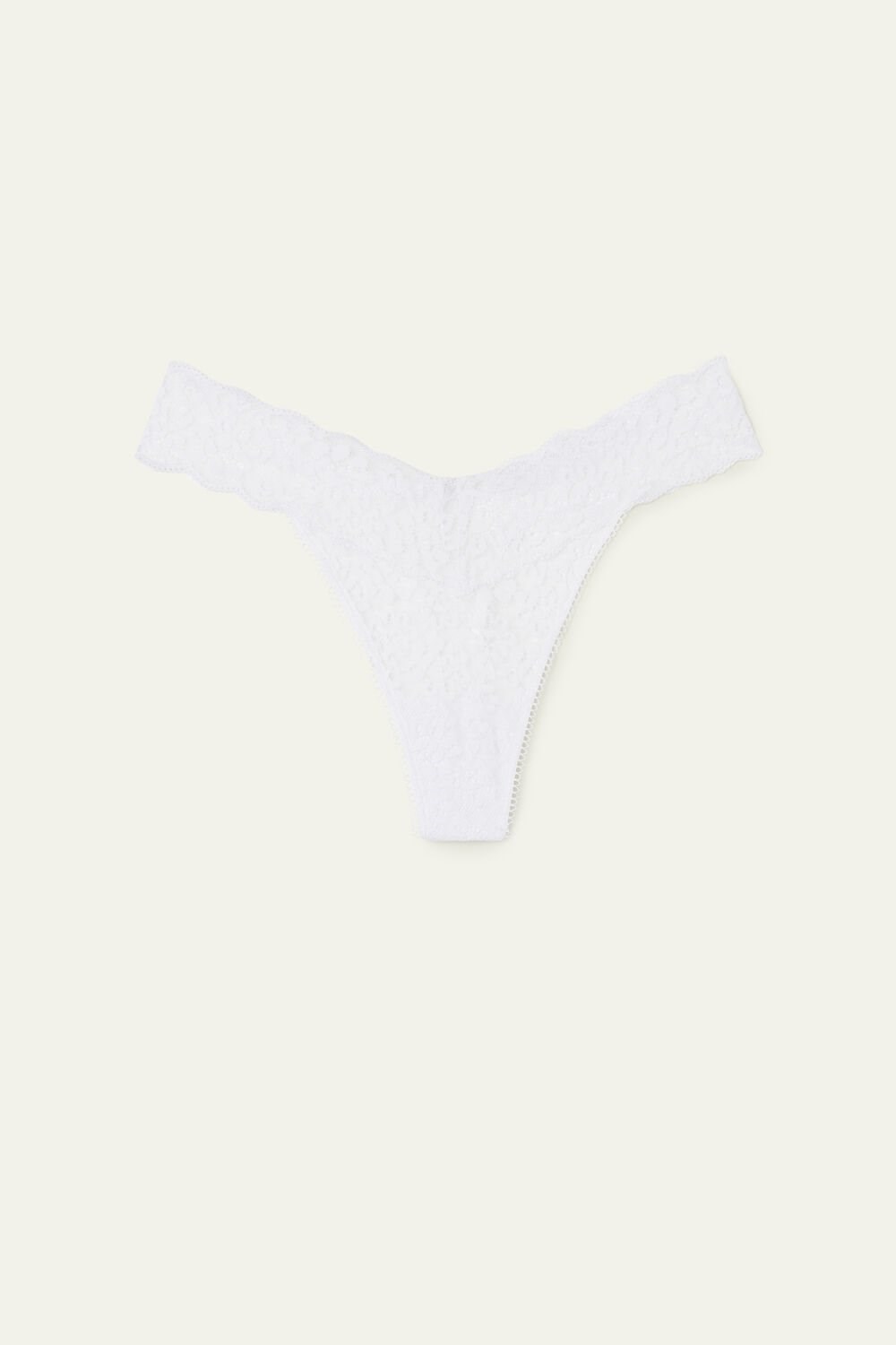 White White 001 Tezenis Recycled Lace High-Cut Thong | 754306-UTH