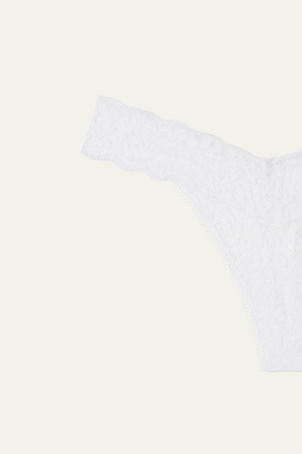 White White 001 Tezenis Recycled Lace High-Cut Thong | 754306-UTH