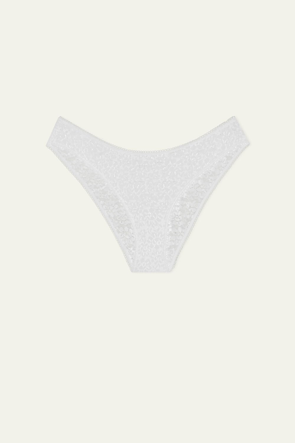 White White 001 Tezenis Recycled Lace High-Cut Panties | 921380-PIN