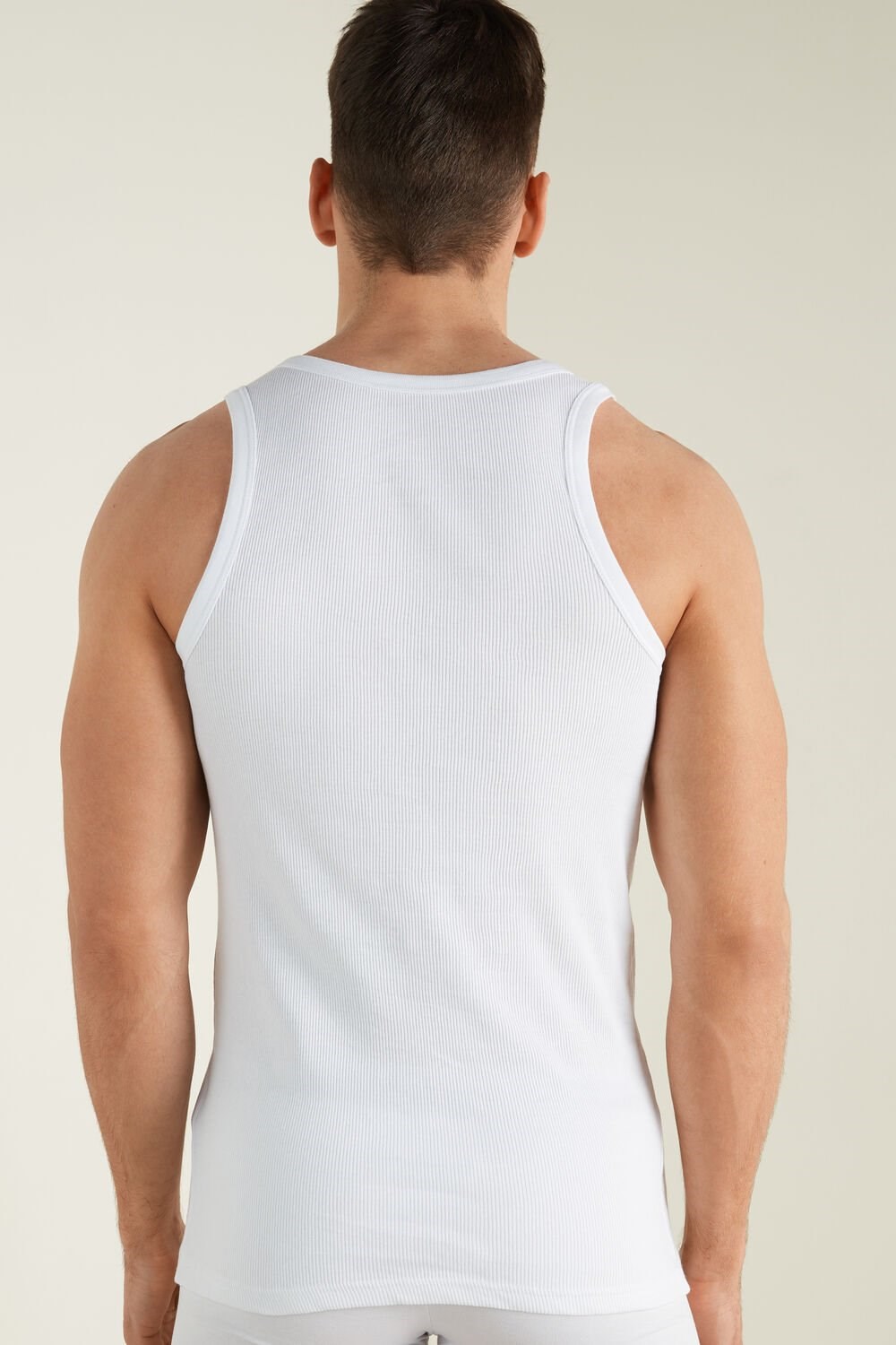 White White 001 Tezenis Ribbed Cotton Undershirt | 506219-HEM