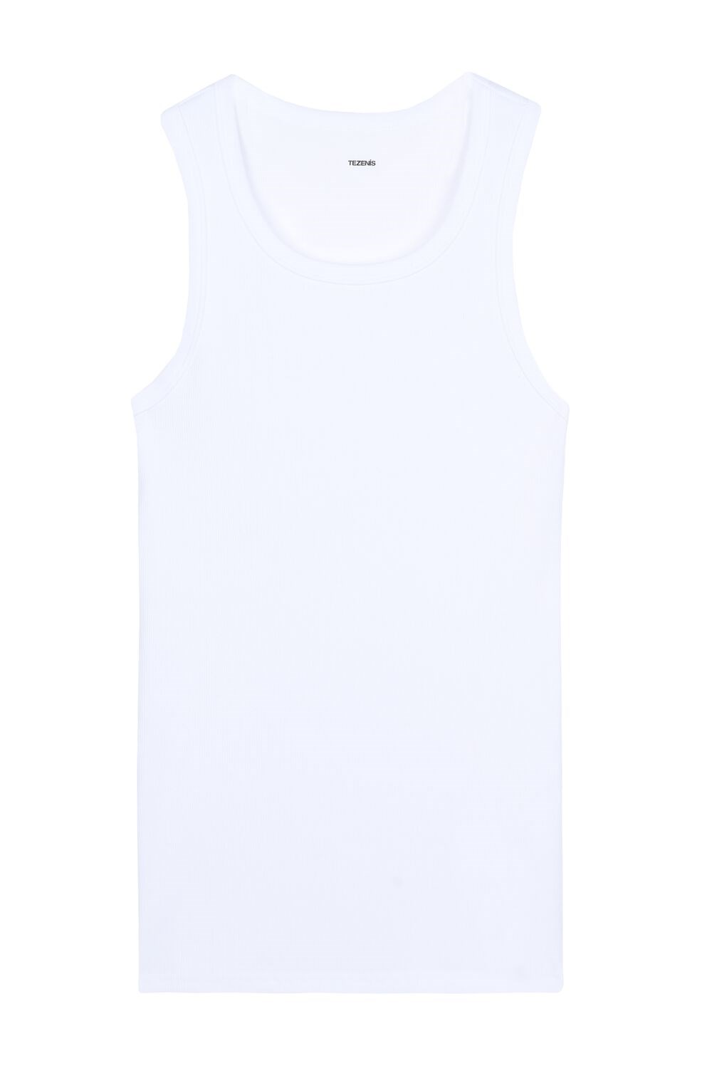 White White 001 Tezenis Ribbed Cotton Undershirt | 506219-HEM