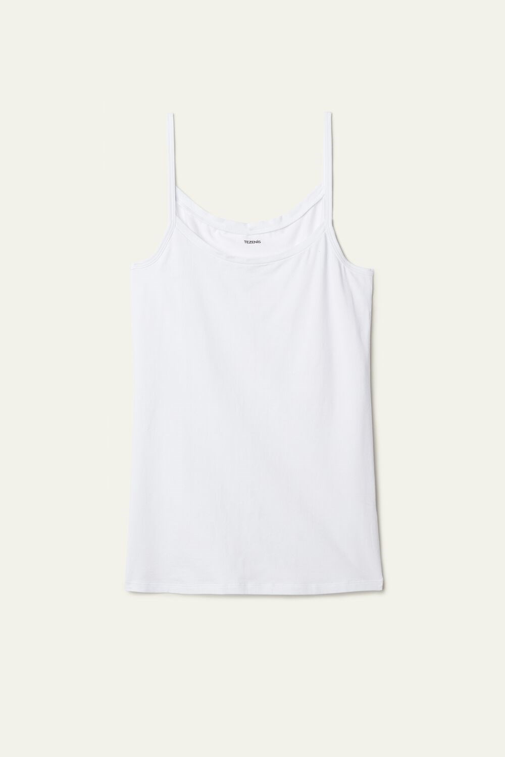 White White 001 Tezenis Round-Neck Stretch Cotton Tank Top | 862570-REW