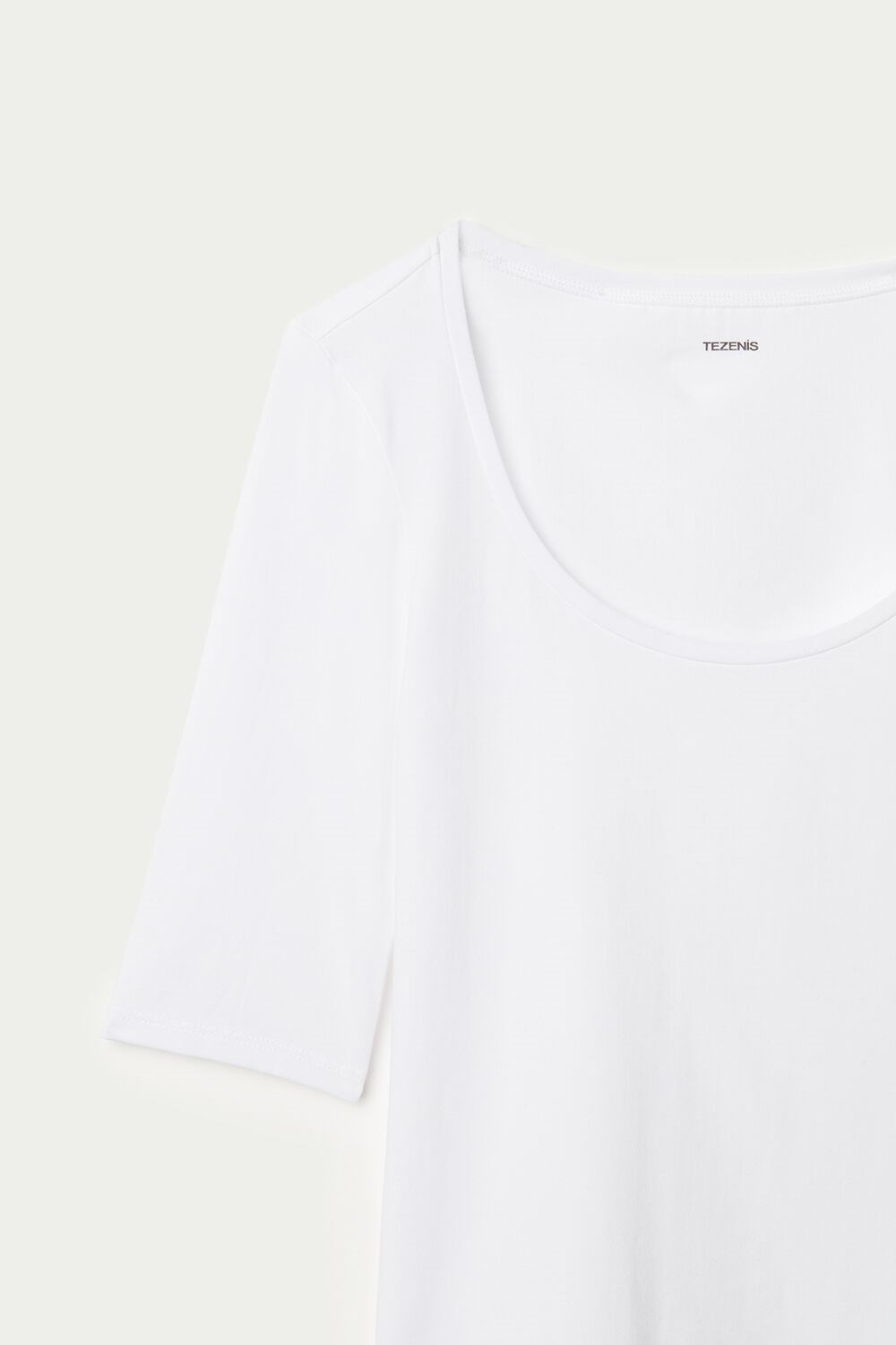 White White 001 Tezenis Short-Sleeve Scoop-Neck Top in Cotton | 475631-OPL