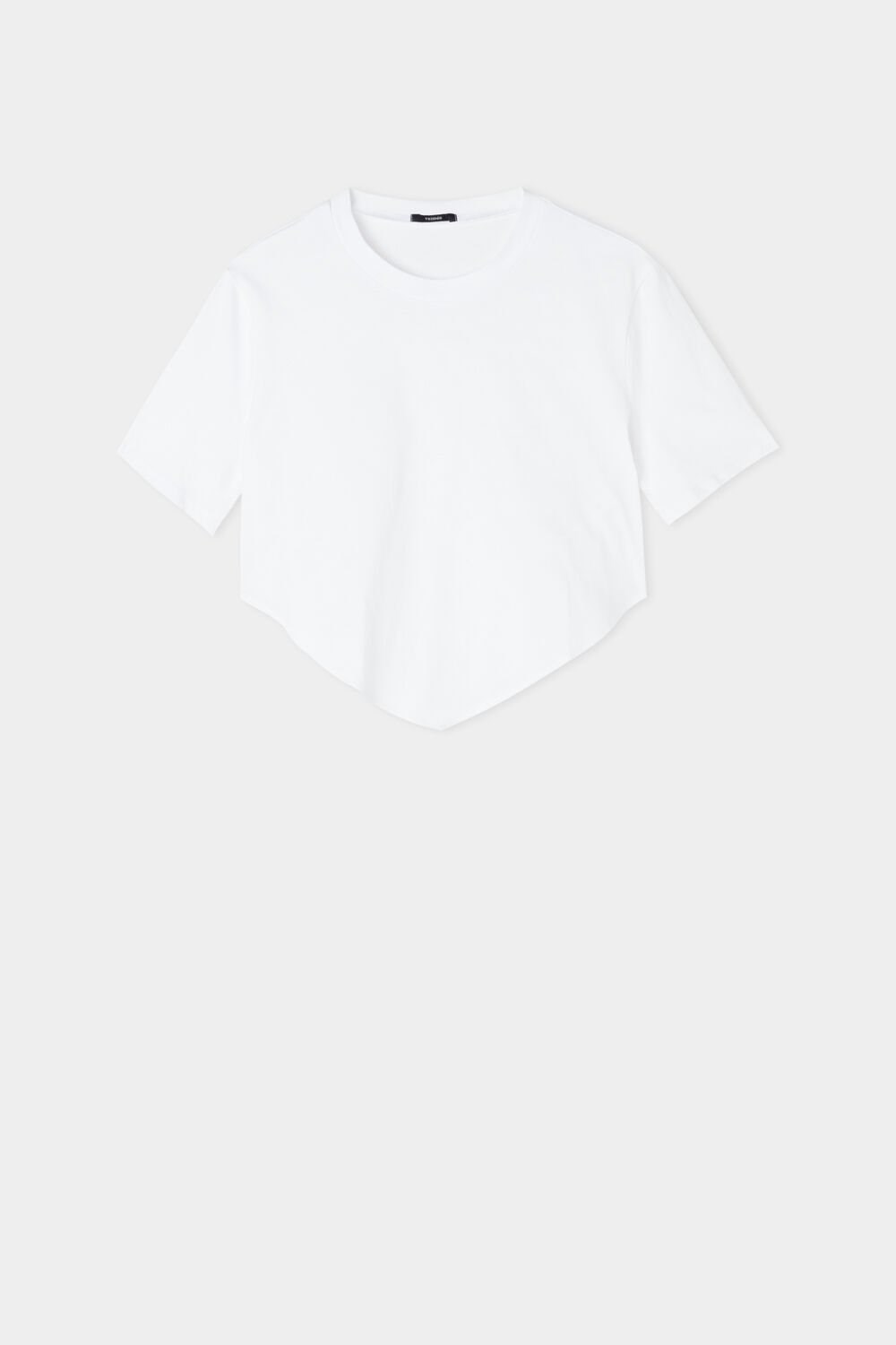 White White 001 Tezenis Short-Sleeved Crop Top with V Cut | 317598-XBA