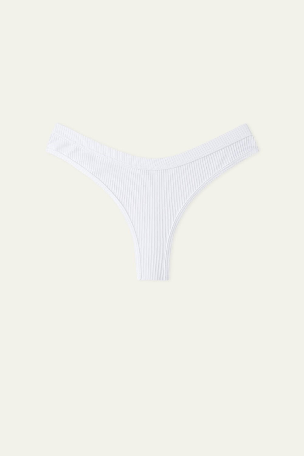 White White 001 Tezenis Spring Rib High-Cut Cotton Brazilian Panties | 391486-KHM