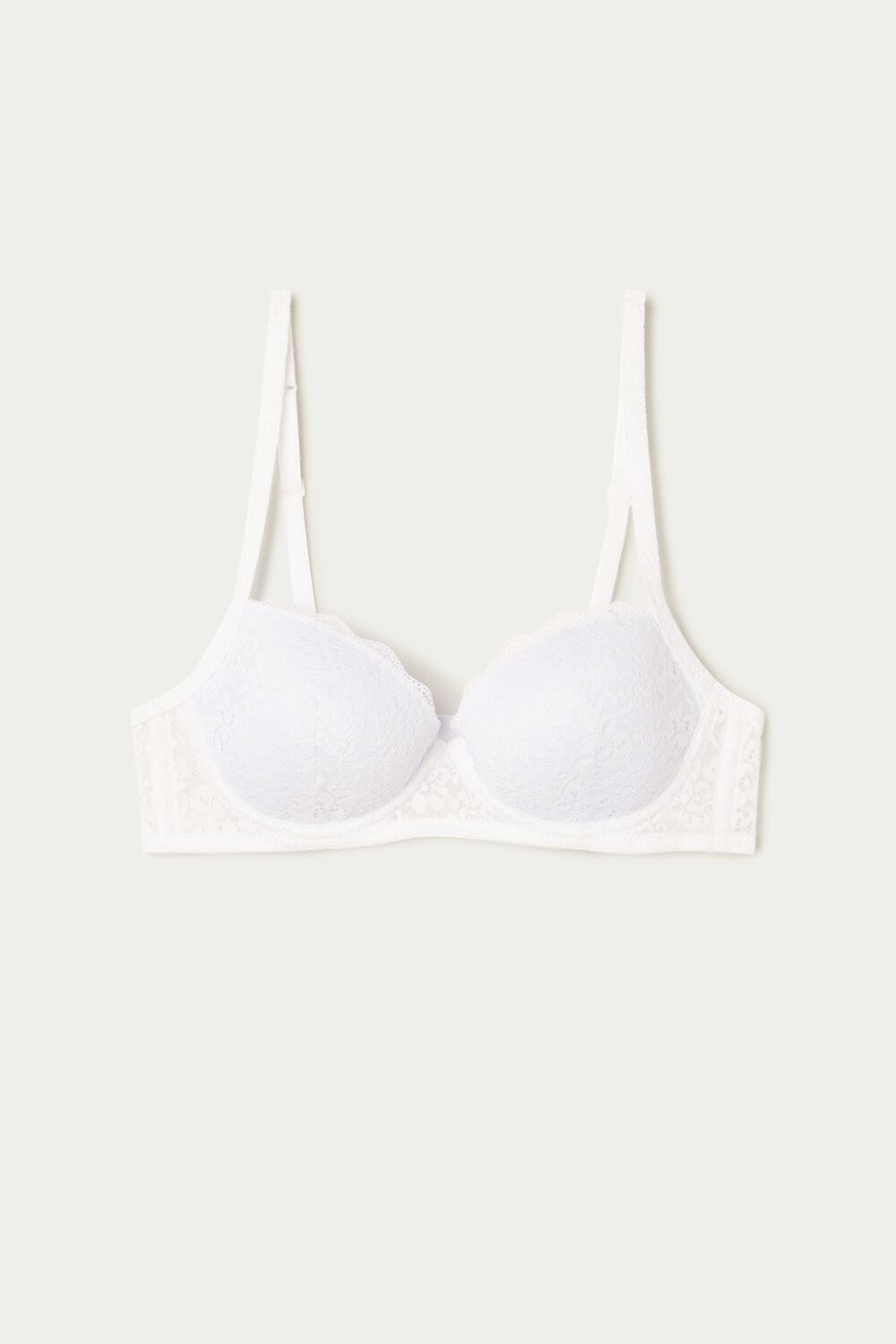 White White 001 Tezenis Wien Recycled Lace Lightly Padded Balconette Bra | 809612-FRU