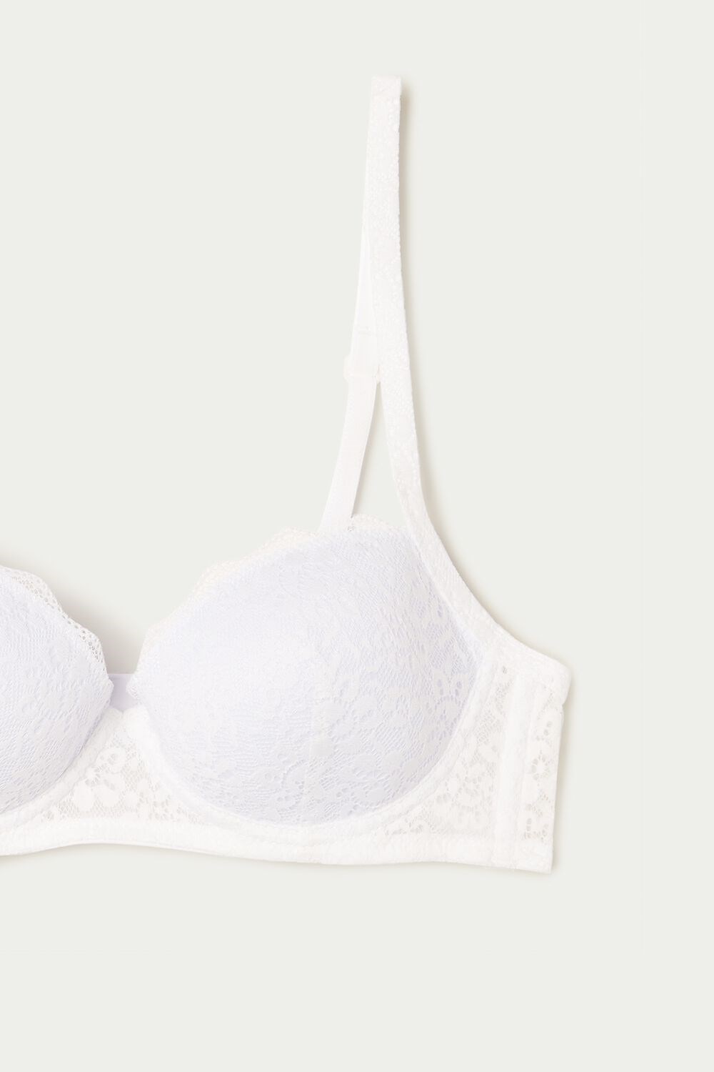 White White 001 Tezenis Wien Recycled Lace Lightly Padded Balconette Bra | 809612-FRU