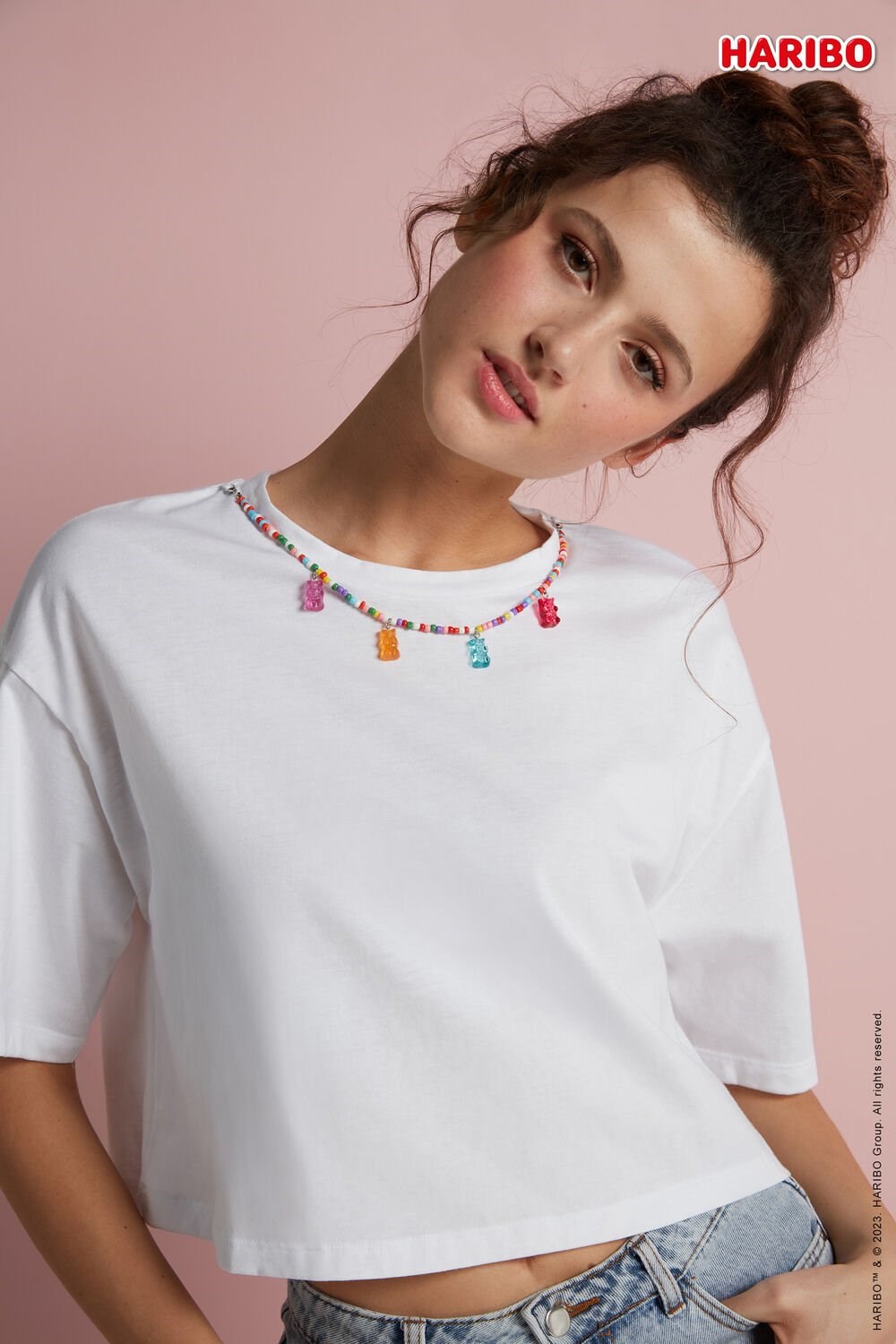 White White Chain 348v Tezenis Haribo Dropped Shoulder Crop T-Shirt | 158927-DPN