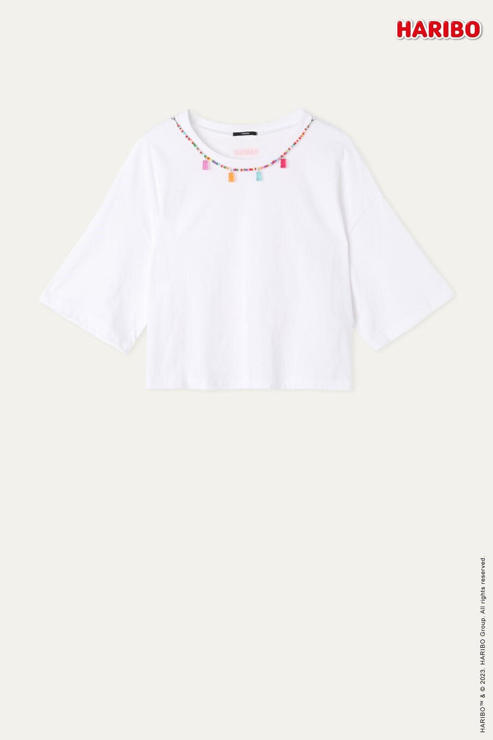 White White Chain 348v Tezenis Haribo Dropped Shoulder Crop T-Shirt | 158927-DPN