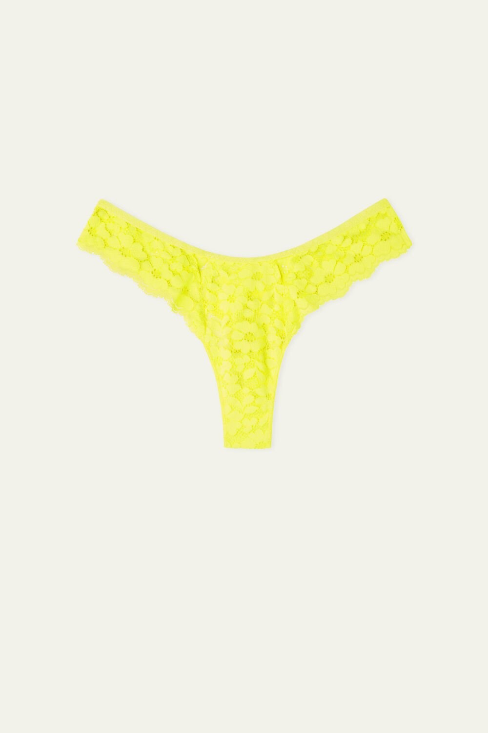 Yellow Bright Lemon Yellow 270v Tezenis High-Cut Lace Brazilian Panties with Cut-Outs | 703849-WRL