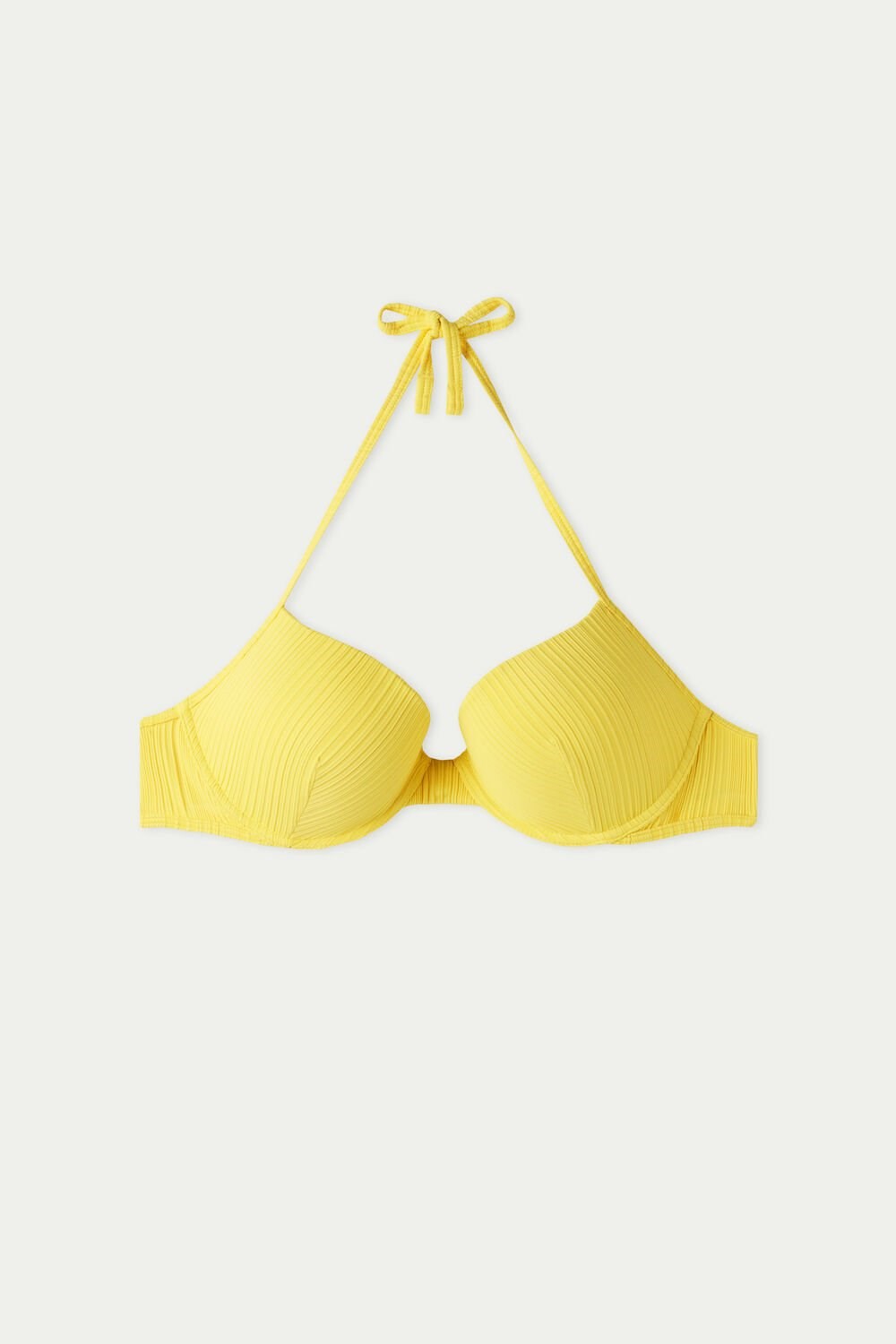 Yellow Lemon Yellow 537v Tezenis Padded Recycled Ribbed Push-Up Bikini Top | 607945-EIF