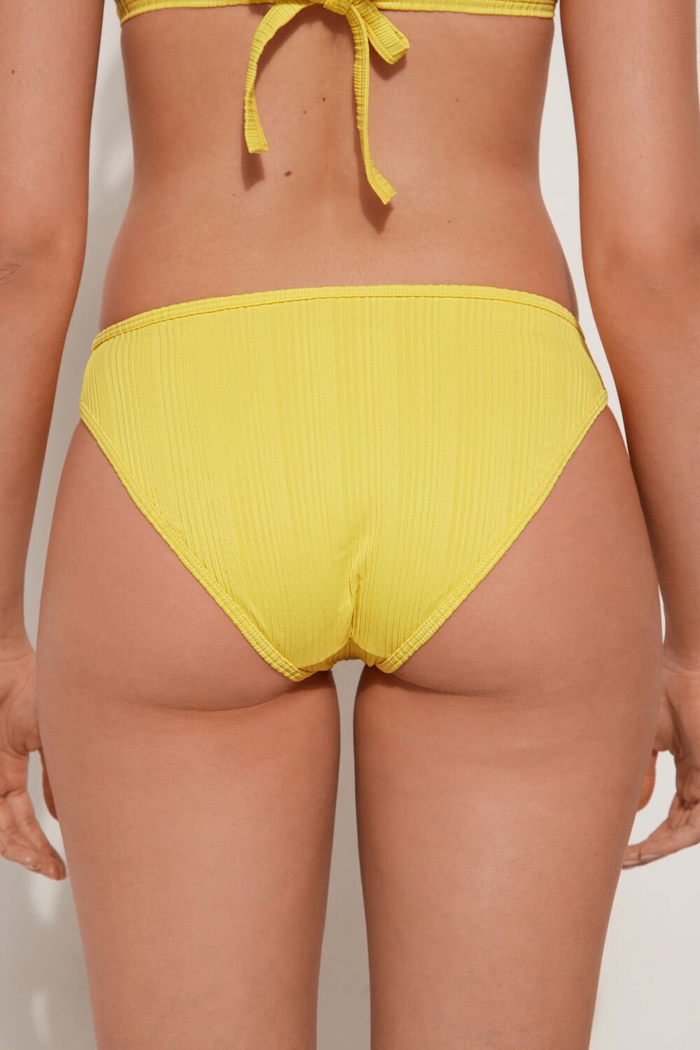 Yellow Lemon Yellow 537v Tezenis Recycled Ribbed Classic Bikini Bottoms | 826475-UKJ