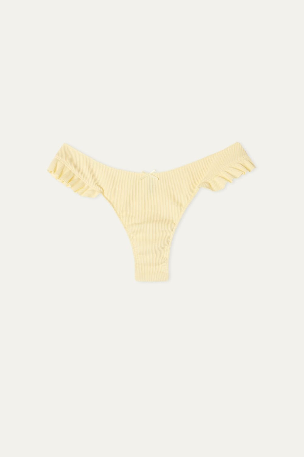 Yellow Vanilla Yellow 268v Tezenis High-Cut Ribbed Cotton Brazilian Panties with Ruffles | 174895-QKV