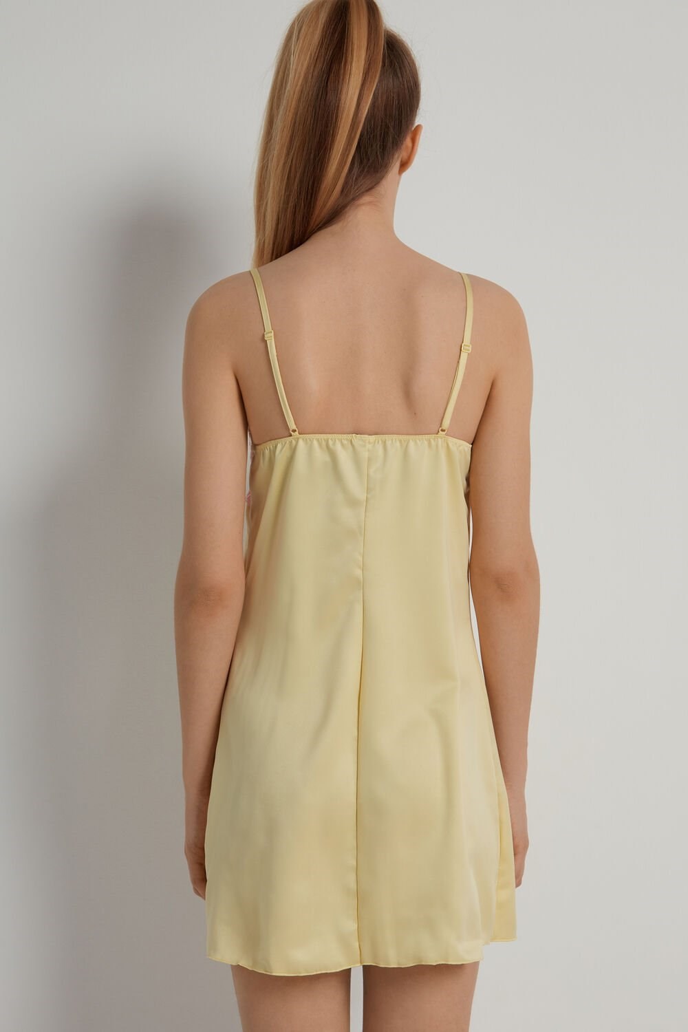 Yellow Vanilla Yellow/Baby Pink 269v Tezenis Delicate Satin Slip with Slit | 172805-FKY