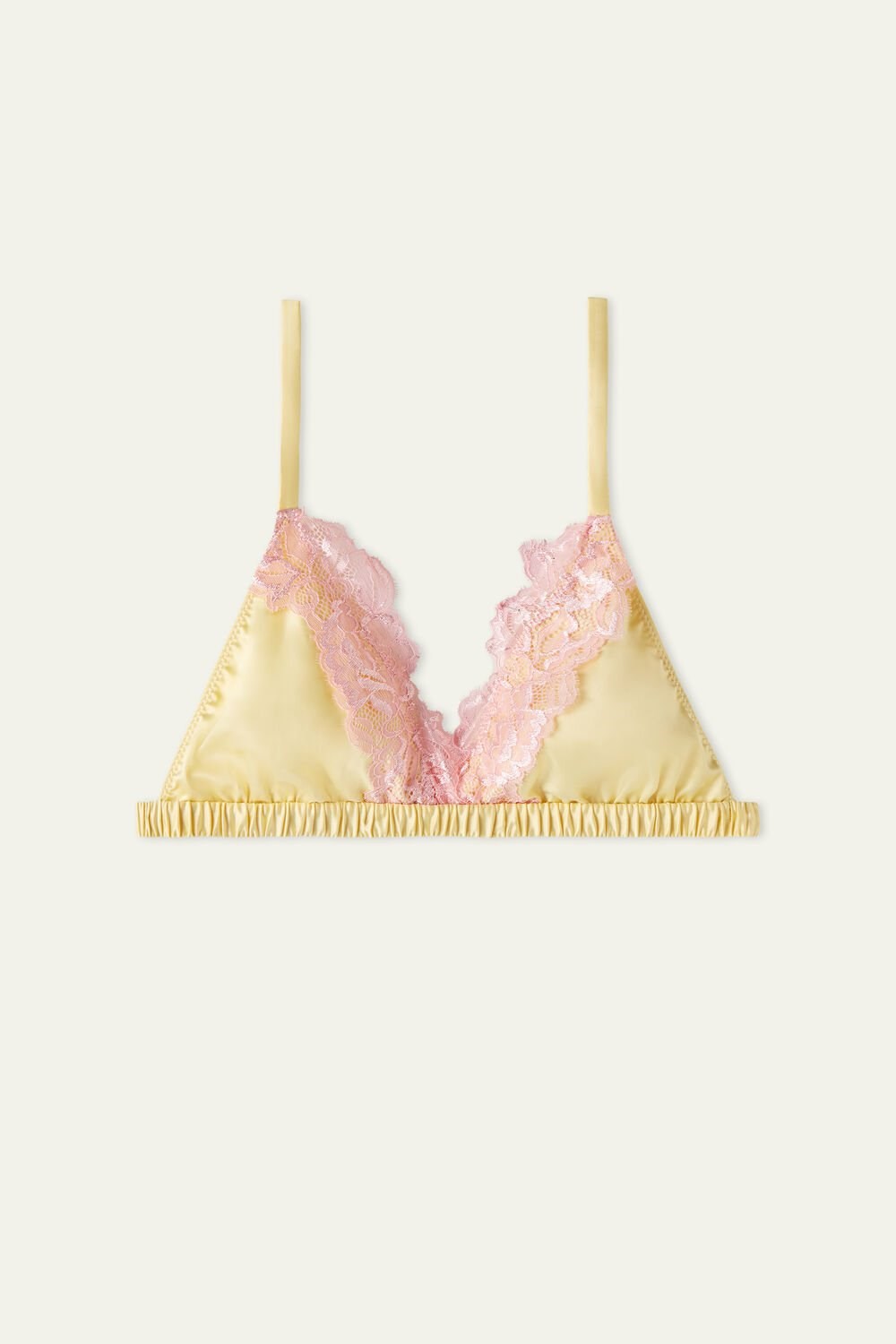 Yellow Vanilla Yellow/Baby Pink 269v Tezenis Delicate Satin Triangle Bra | 518032-KMB