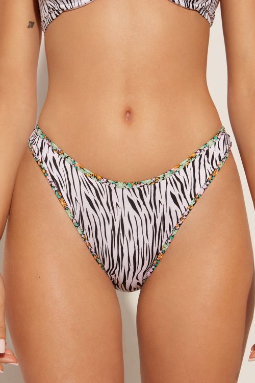 Animal Flower Print 593v Tezenis Pretty Flower Zebra High-Cut Bikini Bottoms | 179258-OXM