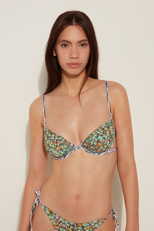 Animal Flower Print 593v Tezenis Pretty Flower Zebra Balconette Bikini Top | 623710-NPK