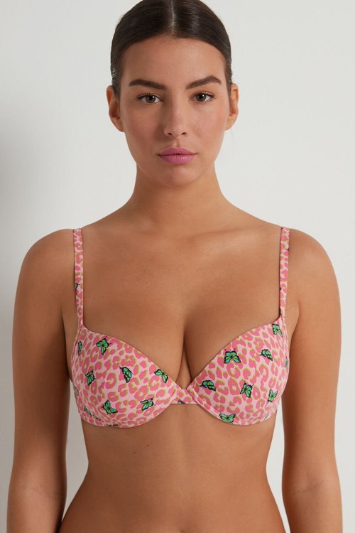 Animal Spotted Butterfly Print 297v Tezenis Athens Push-Up Bra in Microfiber | 981327-OKP