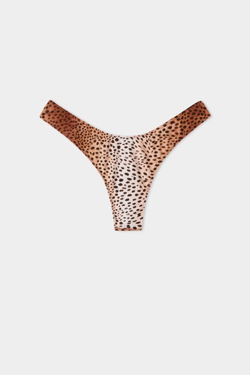 Animal Vintage Animal Print 614v Tezenis Vintage Animal Print High-Cut Brazilian Bikini Bottoms | 319876-KUT