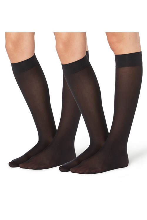 Black Black 019 Tezenis 2 X 50 Den Microfiber Knee-Highs | 193284-VCE