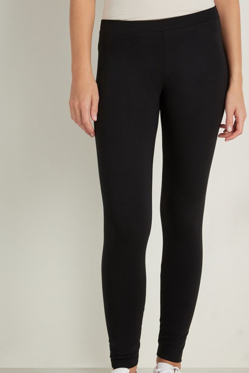 Black Black 019 Tezenis Basic Cotton Leggings | 938240-NQW