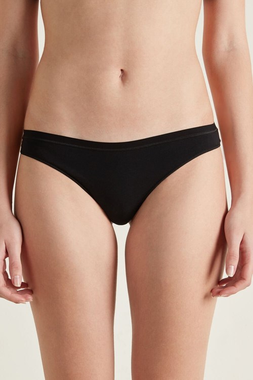 Black Black 019 Tezenis Cotton Cheeky Briefs | 647928-YMV