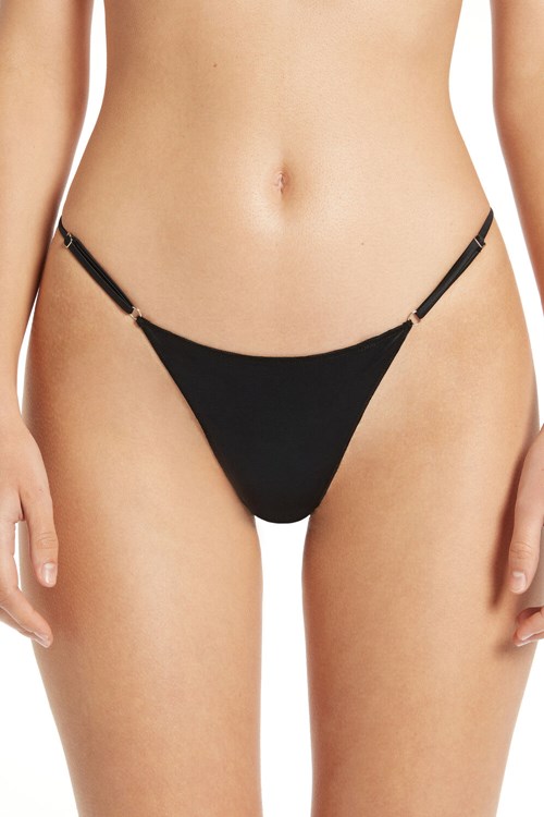 Black Black 019 Tezenis High-Cut Thong with Adjustable Sides | 561823-ZSE