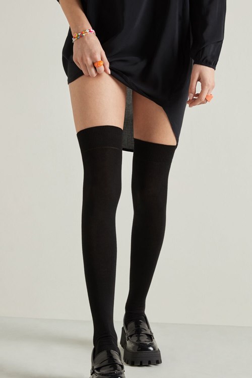 Black Black 019 Tezenis Over-The-Knee Socks | 431256-AZY