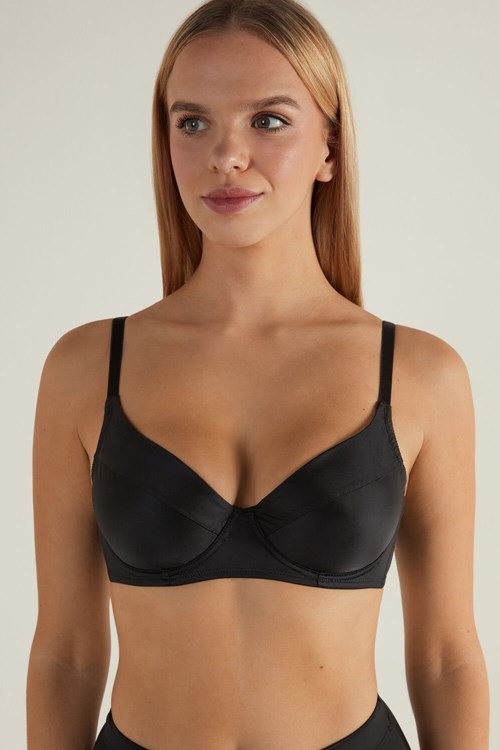 Black Black 019 Tezenis Paris Ultralight Shaping Balconette Bra | 917658-PZS