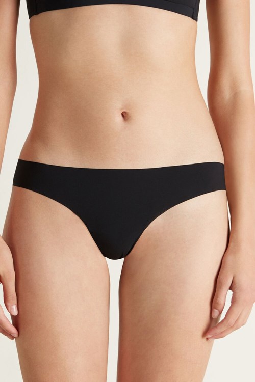 Black Black 019 Tezenis Raw-Edge Microfiber Cheeky | 047982-PEX