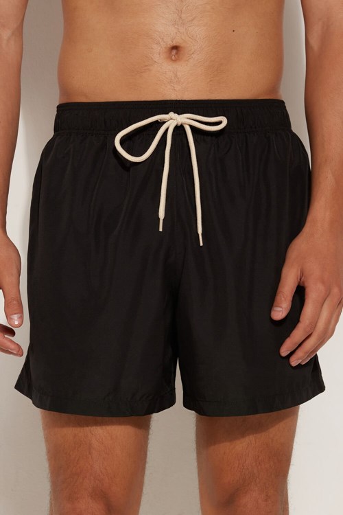 Black Black 019 Tezenis Recycled Fabric Basic Short Swim Trunks | 802769-FLK