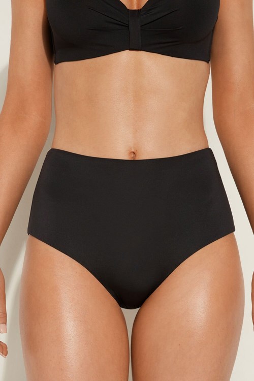 Black Black 019 Tezenis Recycled Microfiber High Waist Bikini Bottoms | 376548-WPS