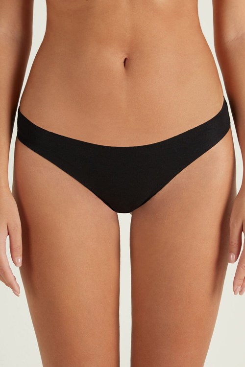 Black Black 019 Tezenis Seamless Cheeky Briefs in Cotton | 598461-PHF