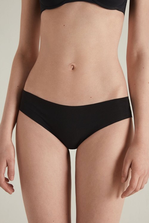 Black Black 019 Tezenis Seamless Cotton Briefs | 527149-KGR