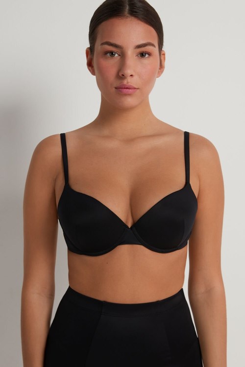 Black Black 019 Tezenis Ultralight Shaping Push-Up Bra | 504672-ZDN