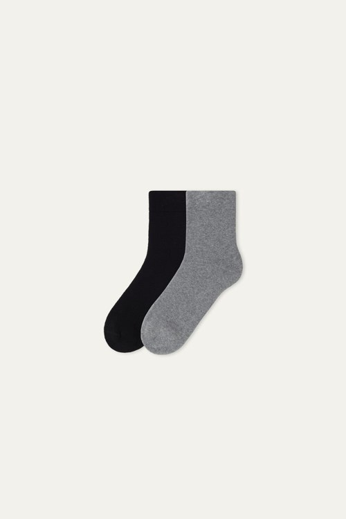 Black Black/Gray 9301 Tezenis Thermal Cotton Ankle Socks | 498031-AYW