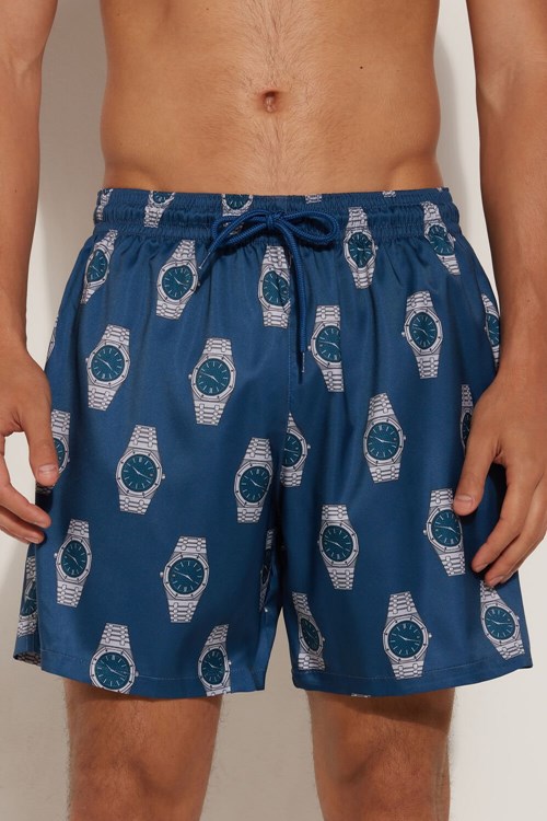 Blue Blue Watch Print 528v Tezenis Printed Swim Trunks | 016285-VNW