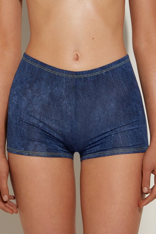 Blue Denim Print 577v Tezenis Denim Boyshorts | 872406-FAY