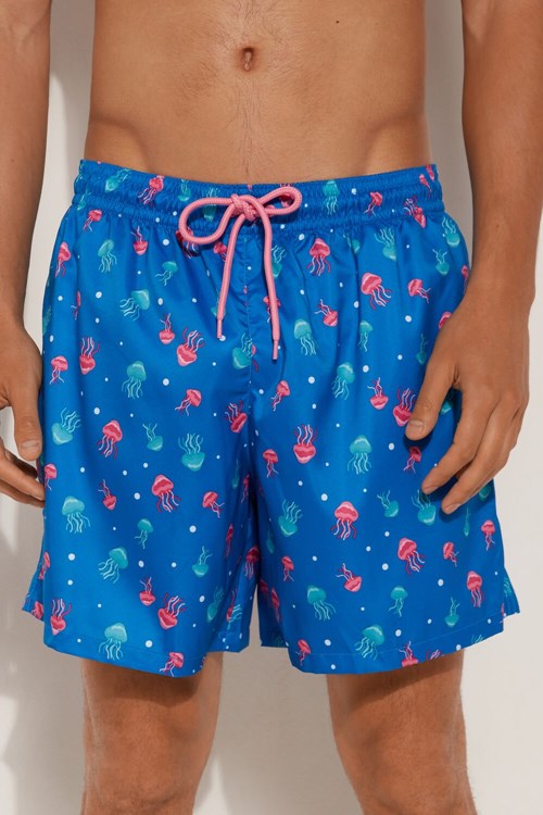 Blue Jellyfish Print 587v Tezenis Printed Swim Trunks | 154796-PXB