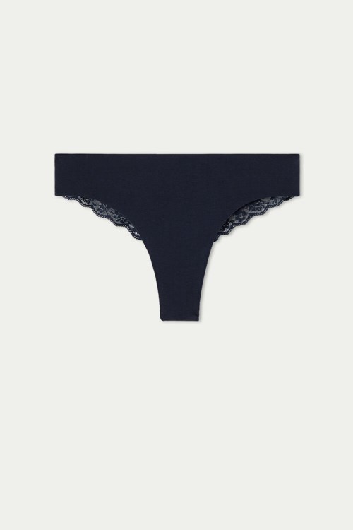 Blue Ultimate Blue 624t Tezenis Laser-Cut Cotton Recycled Lace Brazilian Panties | 132760-UAK