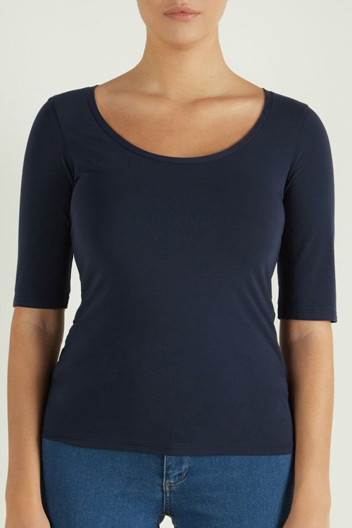 Blue Ultimate Blue 624t Tezenis Short-Sleeve Scoop-Neck Top in Cotton | 156378-EBX