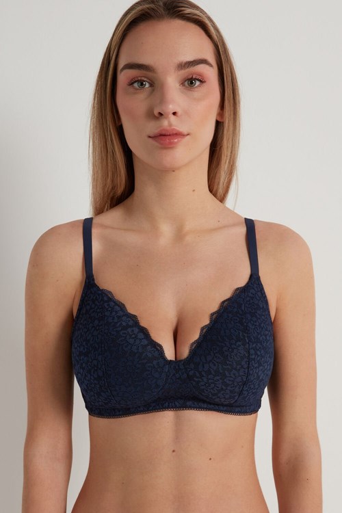 Blue Ultimate Blue 624t Tezenis Warsaw Lightly Padded Lace Triangle Bra | 410697-SDH