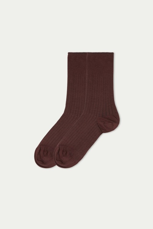 Brown Brown 471v Tezenis Long Patterned Lightweight Cotton Socks | 127346-IYA