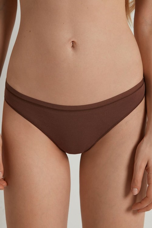 Brown Earth Brown 633v Tezenis Cotton Cheeky Briefs | 715863-ABT